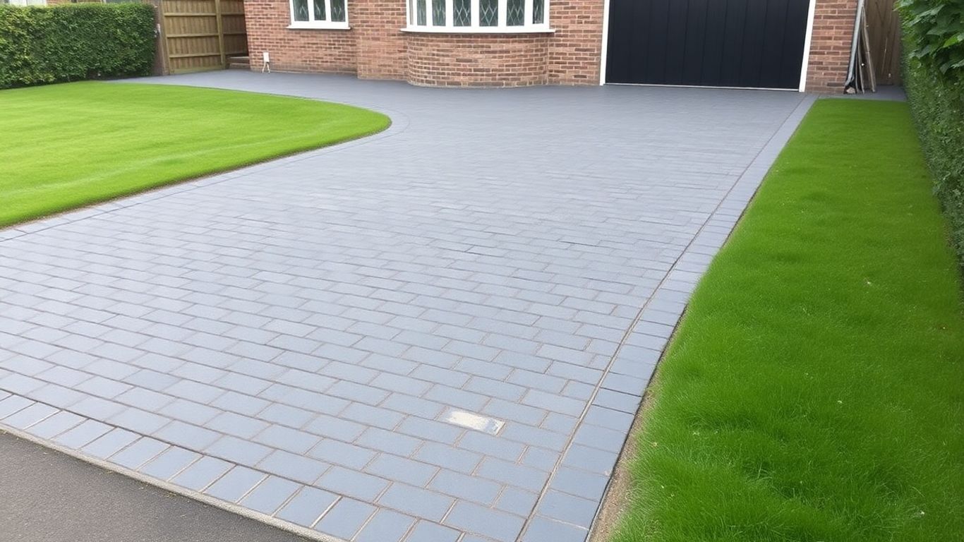 Newly laid block paved driveway in Plymouth.
